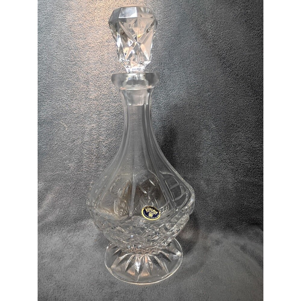 Bohemian 24% PbO Lead Crystal Decanter 12" Original Bohemia Czech Republic #1